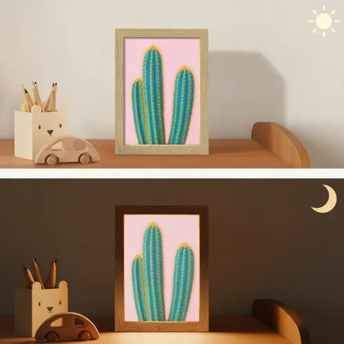 Cactussen - Modern - Pastel Light Box met kabel (Kinderlampje) klein -sfeer3_kind