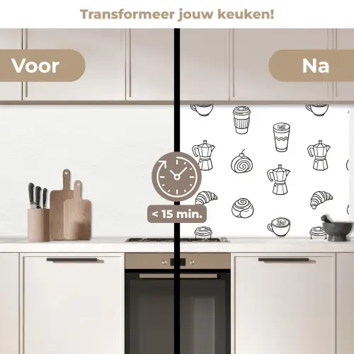 Koffie - Broodjes - Zwart - Wit keuken achterwand 2 middel -voor-na2_NL