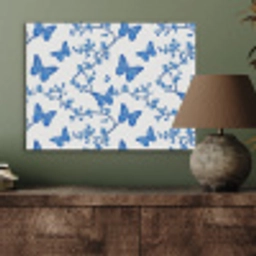 Vlinder - Bloemen - Blauw PET vilt klein 837 -sfeer2