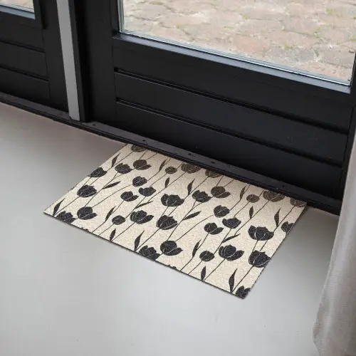Tulpen - Patroon - Zwart Deurmat klein 898 -sfeer2