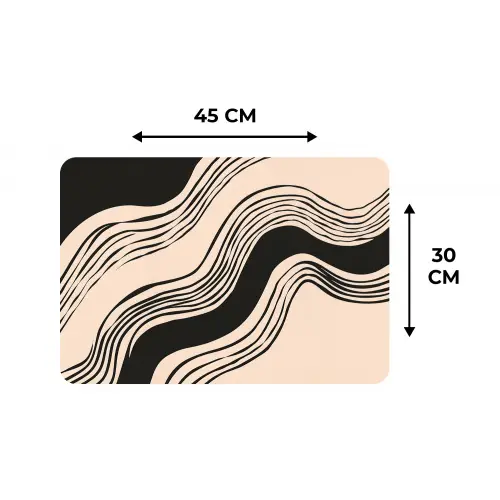 Golven - Zwart - Zandkleur Placemat vinyl groot -specs
