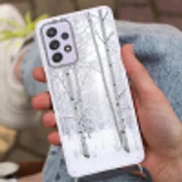 Berkenbomen - Sneeuw - Winter - Bos - Wit Hoesje Samsung Galaxy A52 5G met koord klein -sfeer3