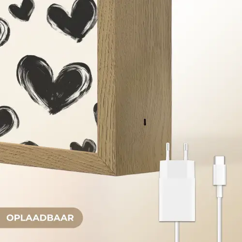 Hartjes - Patroon - Zwart Light Box met batterij (Wandlamp) middel 907 -USP_websiteoplaadbaarNL