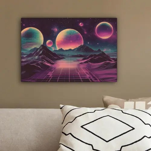 Landschap - Planeten - Horizon - Paars canvas 2cm klein -sfeer3