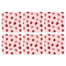 Strepen - Aardbei - Roze onderzetter kurk middel 366 -3d