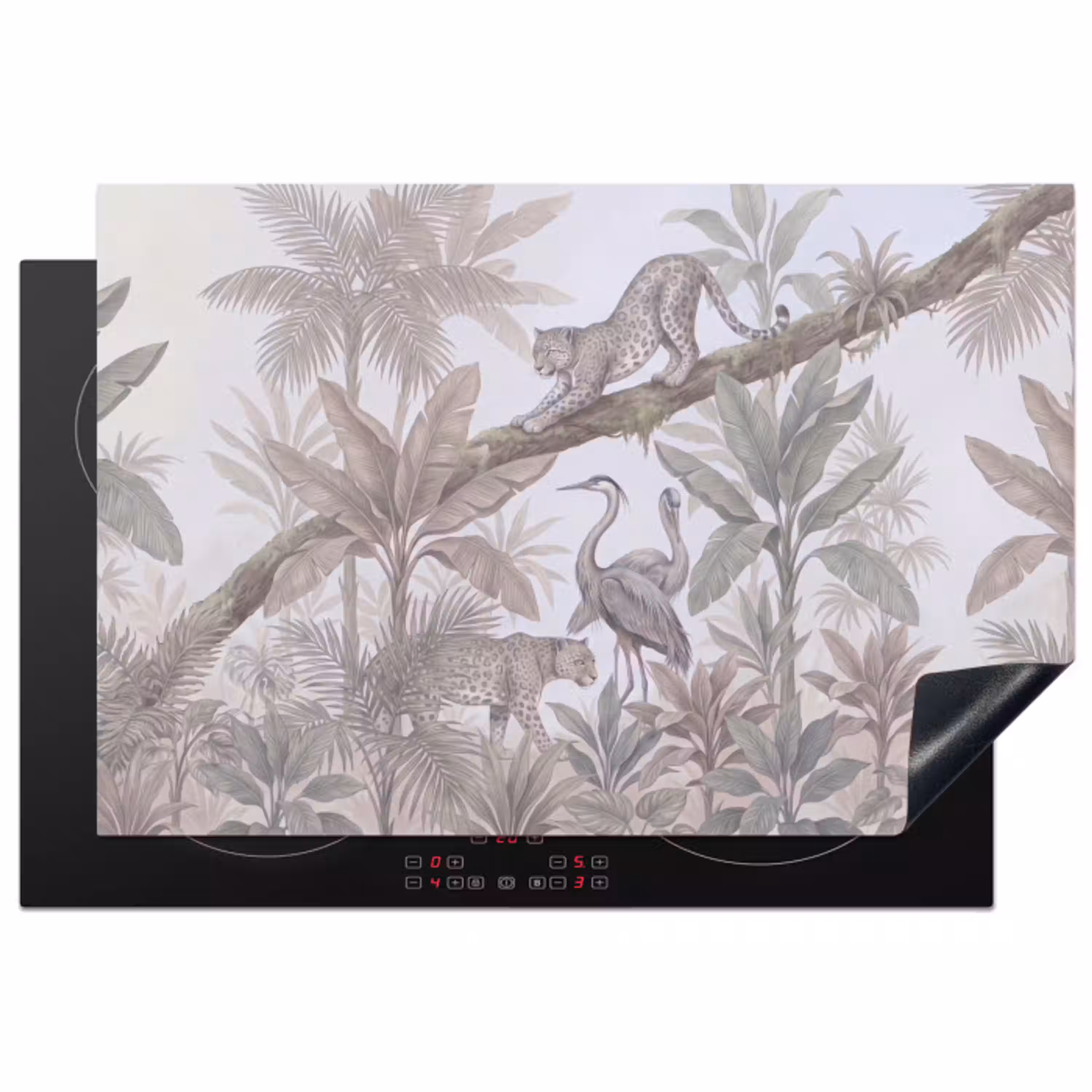 Kat - Vogel - Jungle - Illustratie - Dieren Inductie beschermer vinyl 3mm klein -3d
