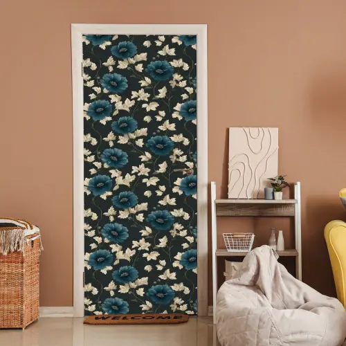 Botanisch - Bloemen - Blauw deurposter klein 289 -sfeer1