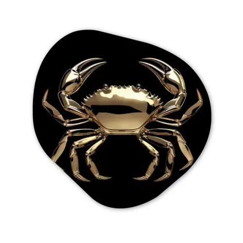 Goud - Krab - Dieren - Zwart Wandcirkel Organisch Aluminium middel -3d