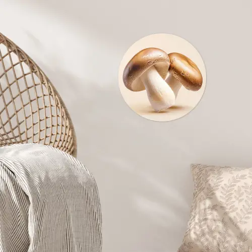 Champignons - Zacht - Beige Wandcirkel behangsticker klein -sfeer4