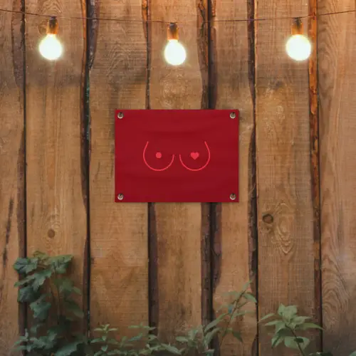 Minimalistisch - Lijnillustratie - Rood tuinposter los doek klein -sfeer1