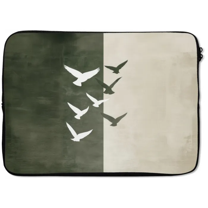 Japandi - Vogel - Groen laptophoes neopreen klein -zkaufland3dotto
