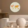 Wereldkaart - Oranje - Kleurrijk Akoestische PET Vilt - Rond klein -sfeer1