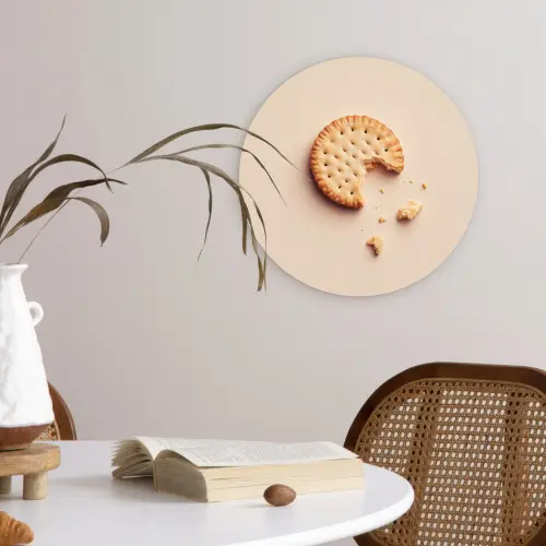 Koekje - Kruimels - beige Wandcirkel kunststof plaat 5mm dik klein -sfeer4