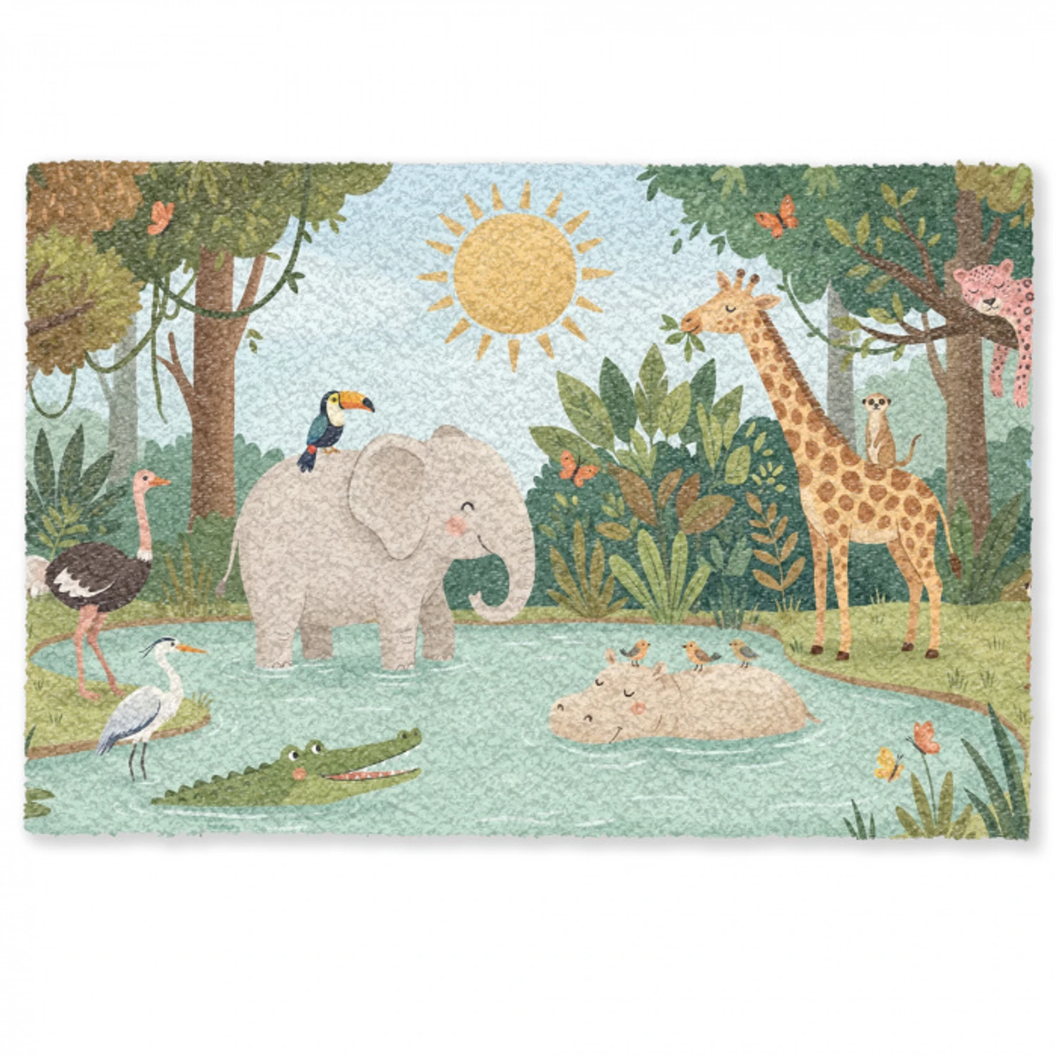 Jungle - Oase - Dieren - Kleurrijk Deurmat klein -zkaufland3d