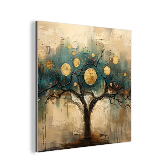 Boom - Kunst - Maan - Watercolor aluminium wit klein -3d