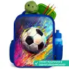 Neon - Voetbal - Kleurrijk Kinderrugzak - Blauw middel -inhoud_NL