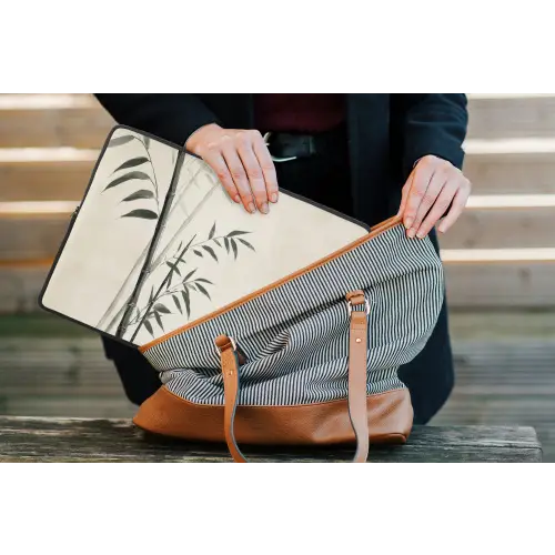 Japandi - Bamboe - Beige laptophoes neopreen klein -tas
