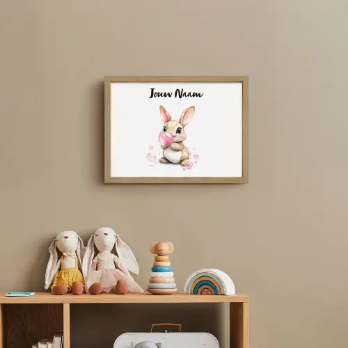 Konijn - Roze - Bellen Light Box met batterij (Wandlamp kind) middel -sfeer2_kind
