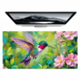 Kolibrie - Bloemen - Natuur - Kleurrijk Muismat XXL klein -zzz3d