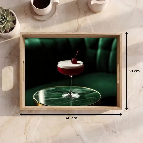 Kers - Cocktail - Rood - Marmer Dienblad Rechthoek middel -USP_Formaat