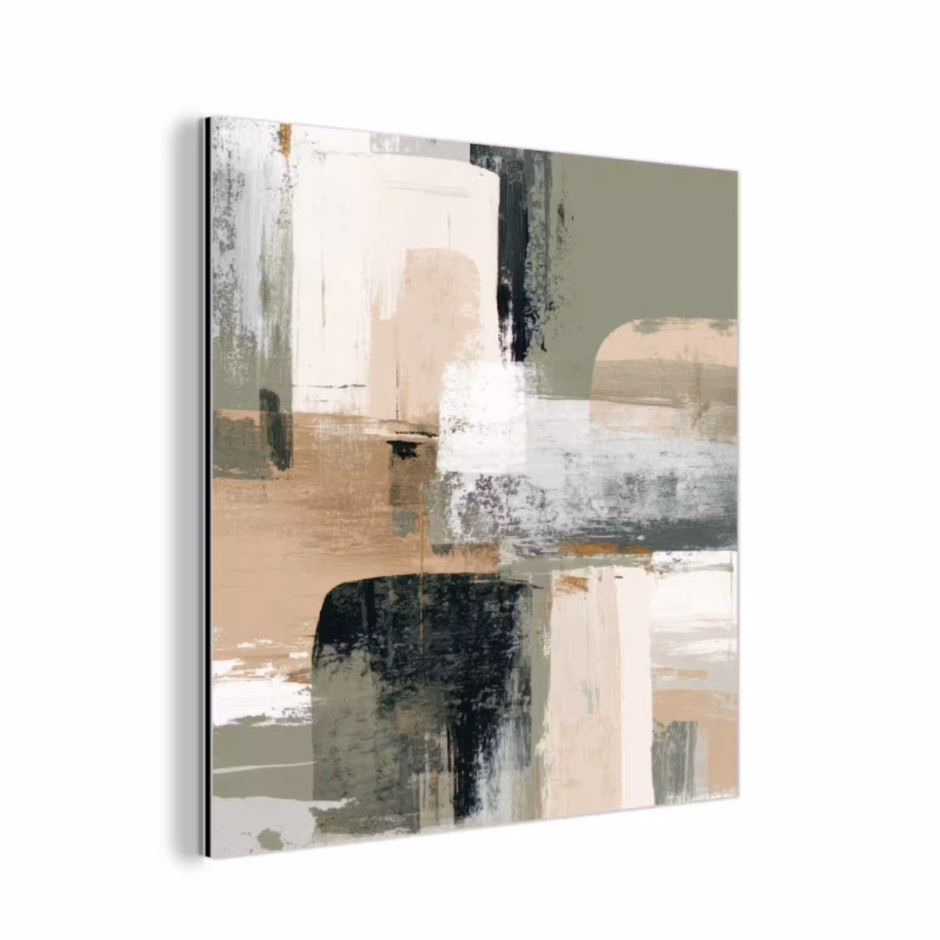 Penseelstreken - Abstract - Aardetinten aluminium wit klein -3d