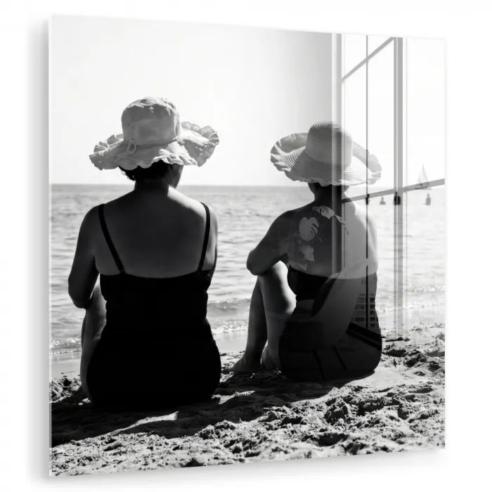 Vrouwen - Zonnehoed - Strand - Zwart - Wit plexiglas 5mm klein -zzzproduct_nieuw