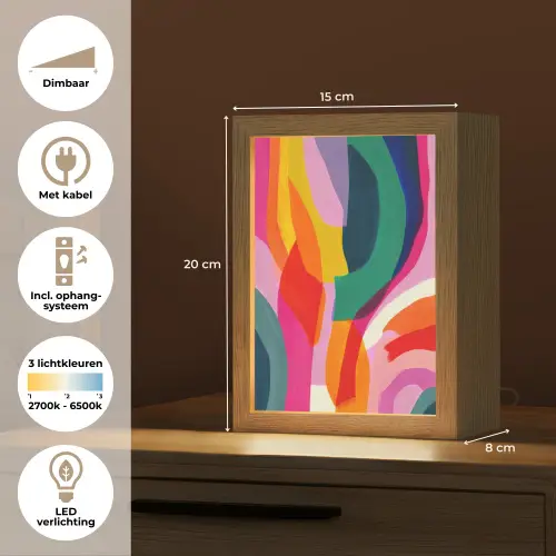 Vormen - Golvend - Abstract - Felroze Light Box met kabel (Tafellamp) klein -USP_NL
