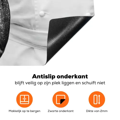 Vissen - Chef - Zwart - Wit Inductie beschermer vinyl 3mm klein -zzzzzzz-td-onderkant