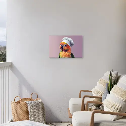Papegaai - Koksmuts - Nieuwsgierig - Vogel Tuinposter op houten frame 2 cm dik klein -sfeer1