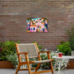 Kleurrijk - Roze - Oranje - Geel - Bloemen Tuinposter op houten frame 2 cm dik klein -sfeer3