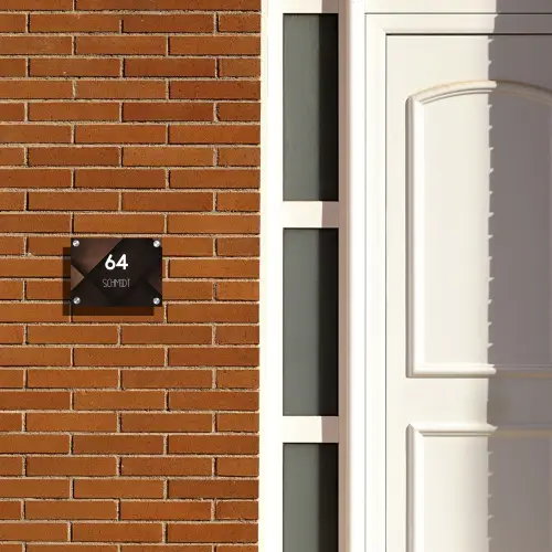 Bruine vlakken - Modern Naambord Rechthoek middel -sfeer3-rechthoek-S