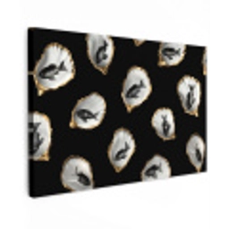 Oesters - Zwart - Vissen - Goud Tuinposter op houten frame 2 cm dik klein -3d