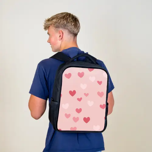 Hartjes - Patroon - Roze - Eenvoudig Rugzak - Zwart middel -sfeer8