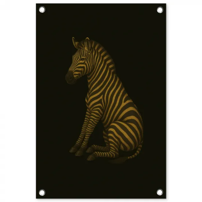 Zebra - Strepen - Goud tuinposter los doek klein -3d