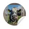 Doorkijk - Koe - Weiland - Dieren - Natuur Wandcirkel tuinposter met ringen klein -3d