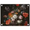 Stilleven met bloemen en een horloge - Schilderij van Abraham Mignon tuinposter los doek klein -3d