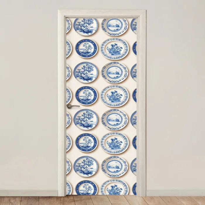 Borden - Bomen - Planten - Blauw deurposter klein 289 -3d_beige
