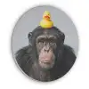 Chimpansee - Badeend - Grijs Akoestische PET Vilt - Rond klein -3d