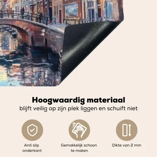 Brug - Stad - Huizen - Boot Inductie beschemer met haakjes klein -ky-onderkant-nl