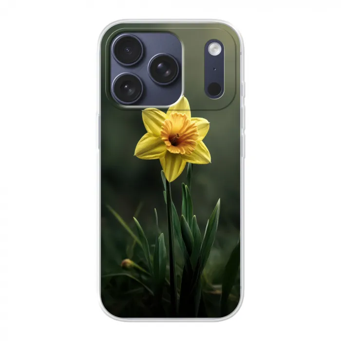 Bloem - Narcis - Gras - Geel Telefoonhoesje iPhone 17 Pro klein -3d