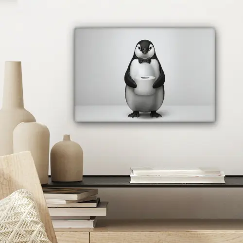 Pinguïn - WC rol - Wit canvas 2cm klein -sfeer6