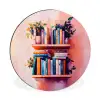 Planken - Boeken - Bladeren Wandcirkel aluminium klein -3d