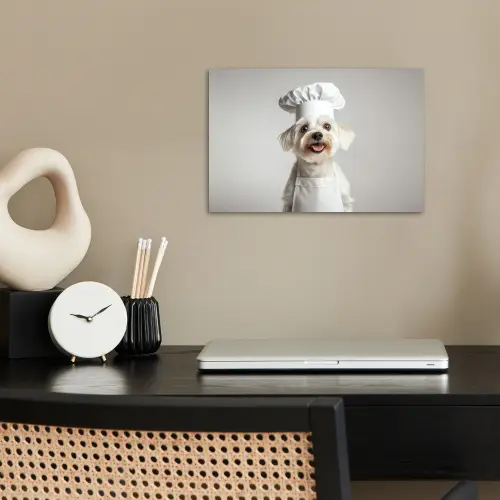 Hond - Wit - Kok poster papier klein -sfeer1