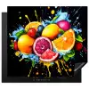 Fruit - Graffiti - Kleurrijk - Sinaasappel - Aardbei - Abstract Inductie beschermer vinyl 3mm middel -3d