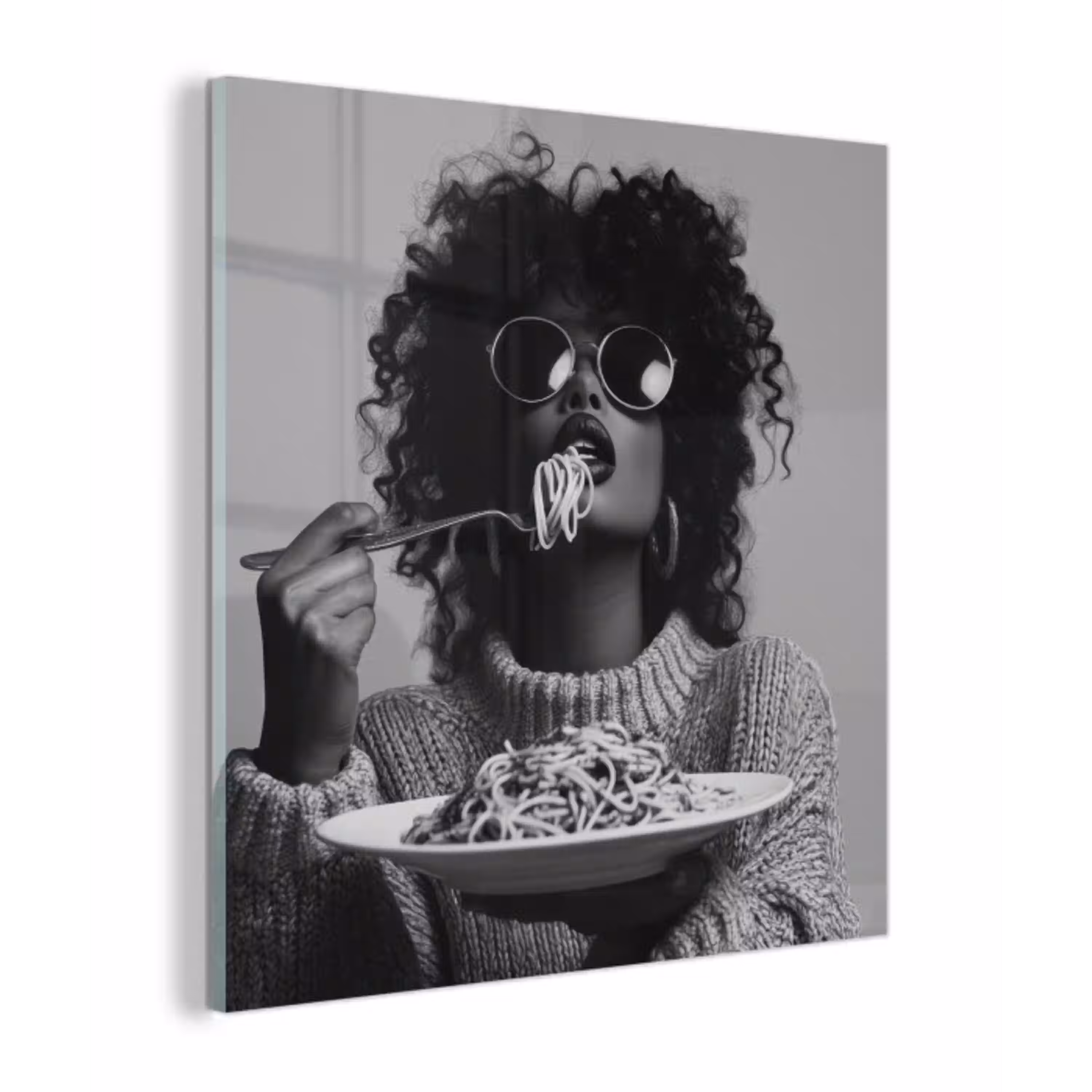 Vrouw - Pasta - Zwart - Wit plexiglas 5mm klein -z3d