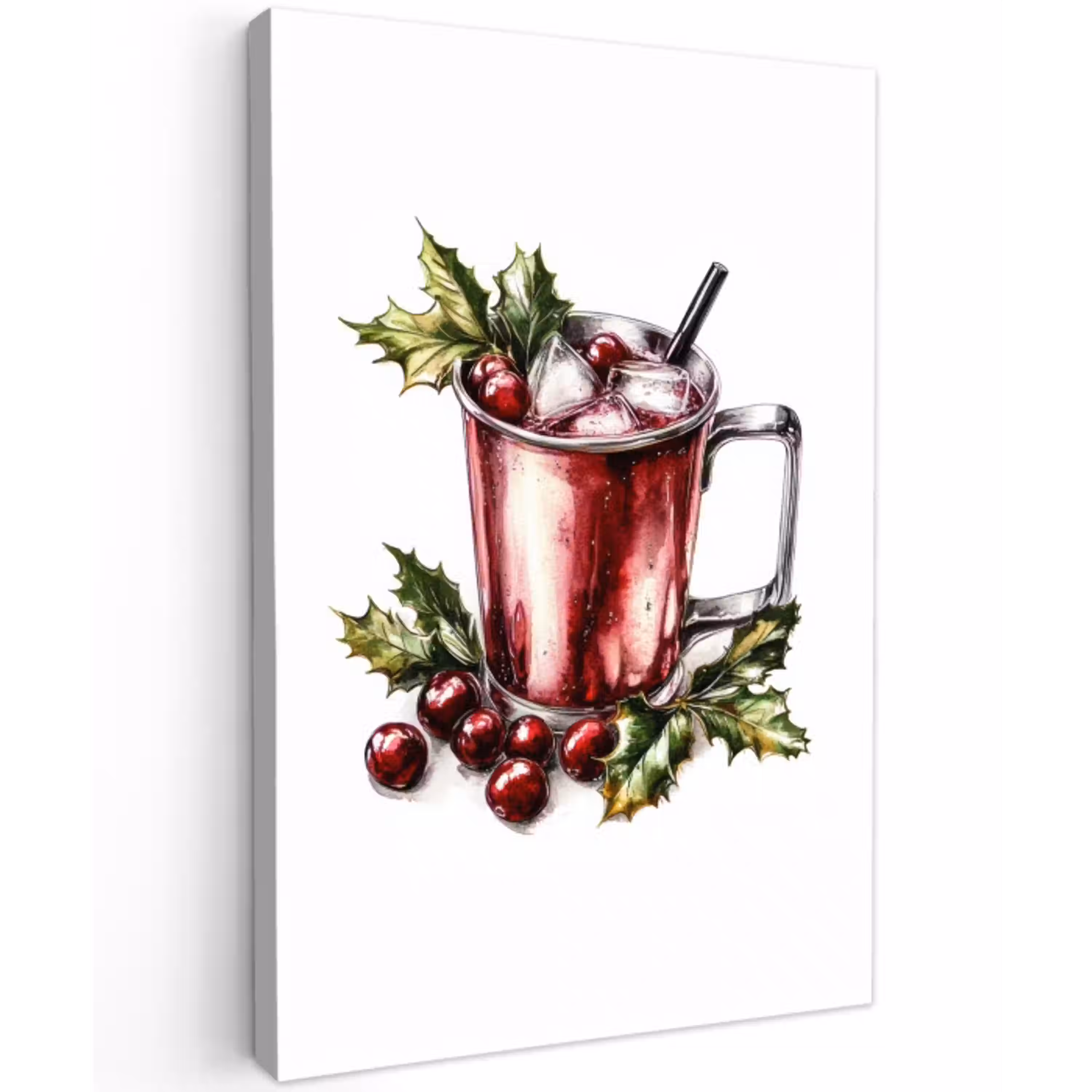 Drank - Winter - Cocktail - Rood Tuinposter op houten frame 2 cm dik middel -3d