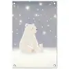 Ijsbeer - Sneeuw - Sterren - Blauw tuinposter los doek klein -3d
