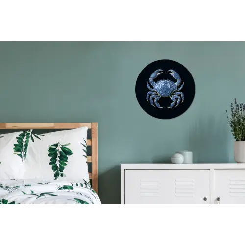 Krab - Delfts blauw - Dieren Wandcirkel aluminium klein -slaapkamer