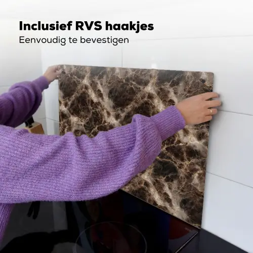 Bruin - Goud - Marmer Inductie beschemer met haakjes klein 777 -ky-ophangen-nl