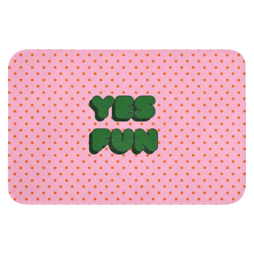 Yes fun - Groen - Roze - Stippen Badmat klein -3d